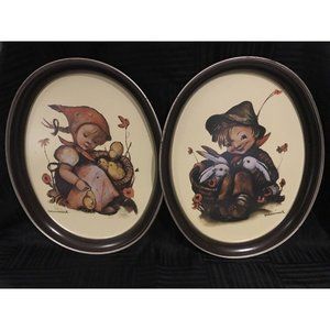 Hummel ARS edition 1983 tin Trays Chick Girl and Playmates Made in USA Easter
